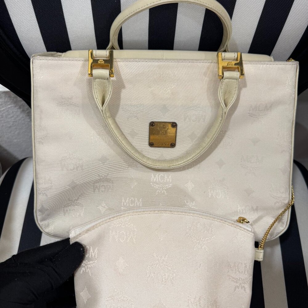 Light Beige MCM Limited Edition Nylon Bag